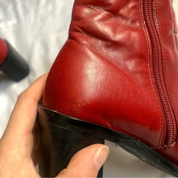 Vintage Red Leather Boots - Picture 10 of 12